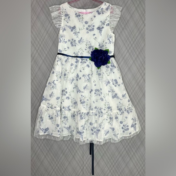 Rare Editions Other - Rare Editions - Floral Blue and White sleeveless chiffon Dress (Size 6x)